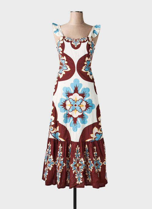 Rochie midi imprimeu fantezie fără mâneci maro CIVICO 1 femme