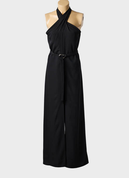 Salopetă-pantalon țesătură crep bretele subțiri negru LUMINA femme