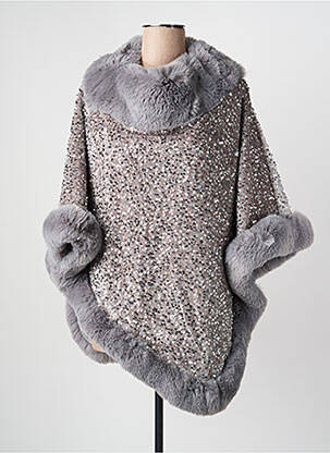 Poncho guler rotund gri MARTA EN BRAZIL femeie
