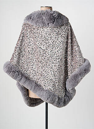 Poncho guler rotund gri MARTA EN BRAZIL femeie