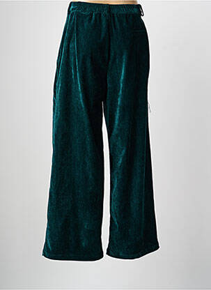 Pantalon larg închidere cu fermoar sub clapetă cu nasturi talie înaltă verde LUMINA femeie