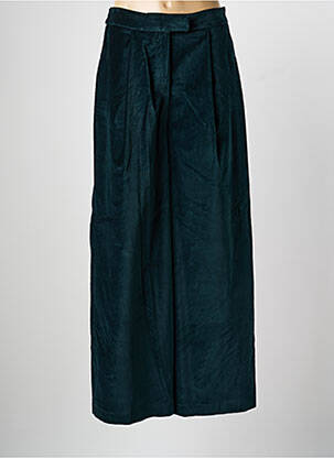 Pantalon larg talie cu cleme talie înaltă verde ANGELA DAVIS femeie