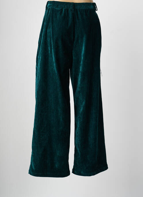 Pantalon larg închidere cu fermoar sub clapetă cu nasturi talie înaltă verde LUMINA femme