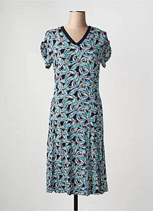 Rochie midi imprimeu floral mâneci scurte albastru BRANDTEX femeie