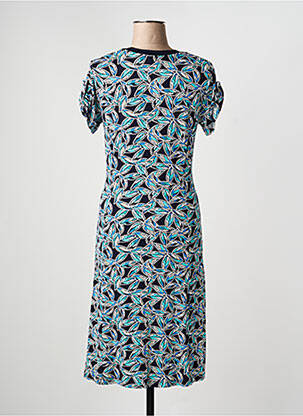 Rochie midi imprimeu floral mâneci scurte albastru BRANDTEX femeie
