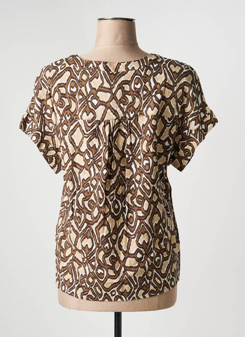 Tricou imprimeu fantezie mâneci scurte maro BRANDTEX femme