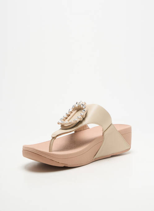 Șlapi vârf deschis toc de 4 la 6 cm bej FITFLOP femme