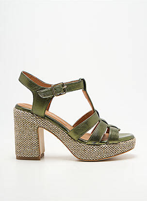 Sandale/pantofi decupați semi compensat toc de 7 la 9 cm verde ADIGE femeie