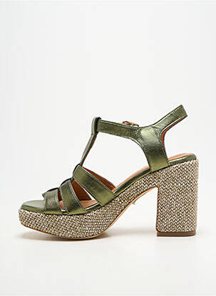 Sandale/pantofi decupați semi compensat toc de 7 la 9 cm verde ADIGE femeie