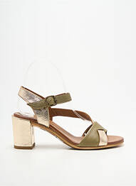 Sandale/pantofi decupați țesătură satinată toc de 4 la 6 cm verde LUNE & L'AUTRE femme
