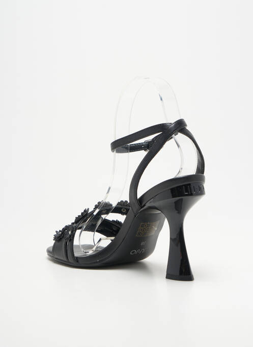 Sandale/pantofi decupați țesătură satinată toc de 7 la 9 cm negru LIU JO femme