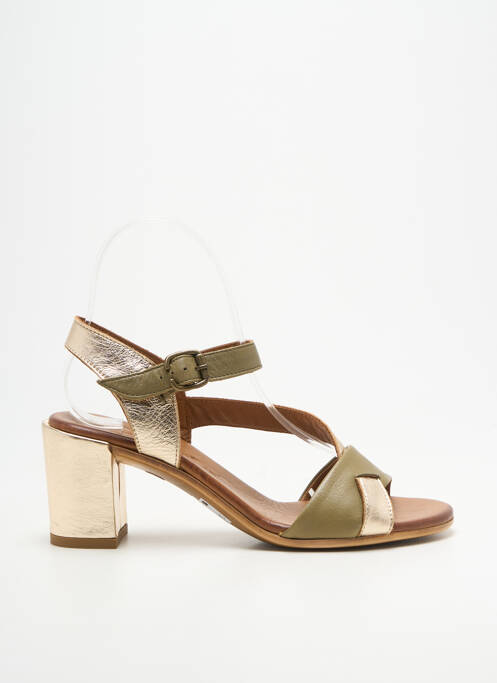 Sandale/pantofi decupați țesătură satinată toc de 4 la 6 cm verde LUNE & L'AUTRE femme