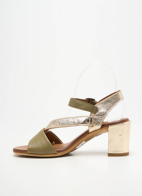 Sandale/pantofi decupați țesătură satinată toc de 4 la 6 cm verde LUNE & L'AUTRE femme