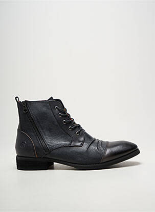 Botine/ghete țesătură satinată toc mic negru KDOPA homme