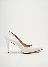 Pantofi cu toc material neted toc de 7 la 9 cm alb GIULIA femme