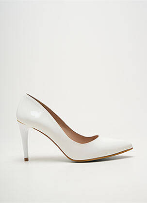 Pantofi cu toc material neted toc de 7 la 9 cm alb GIULIA femme