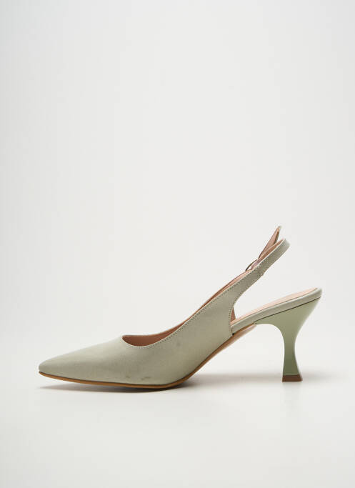 Pantofi cu toc țesătură satinată toc de 7 la 9 cm verde GIULIA femme