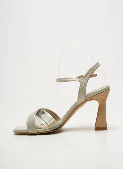 Sandale/pantofi decupați țesătură satinată toc de 7 la 9 cm verde GIULIA femme