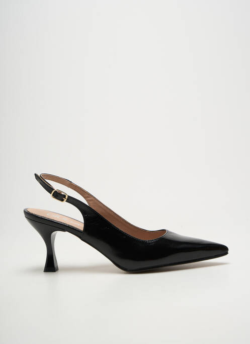 Pantofi cu toc țesătură satinată toc de 7 la 9 cm negru GIULIA femme