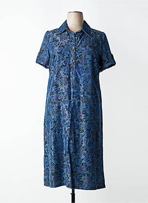 Rochie midi imprimeu fantezie mâneci scurte albastru ATIAN femeie