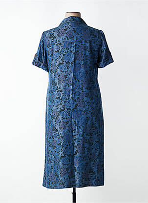 Rochie midi imprimeu fantezie mâneci scurte albastru ATIAN femeie