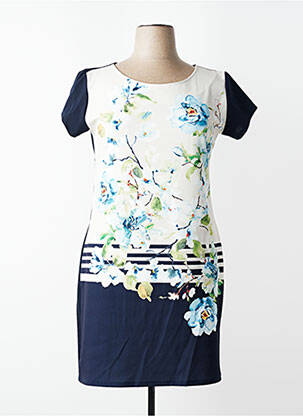 Rochie midi imprimeu fantezie mâneci scurte albastru GALMALLA femeie