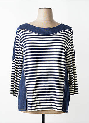 Tricou croială dreaptă mâneci 3/4 albastru GUY DUBOUIS femme