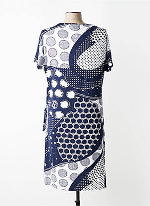 Rochie midi imprimeu fantezie mâneci scurte albastru MARBLE femeie