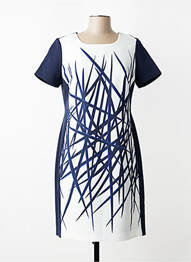 Rochie midi imprimeu fantezie mâneci scurte albastru GUY DUBOUIS femme
