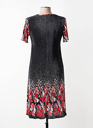 Rochie midi imprimeu fantezie mâneci scurte negru GEVANA femeie