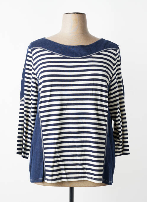 Tricou croială dreaptă mâneci 3/4 albastru GUY DUBOUIS femme