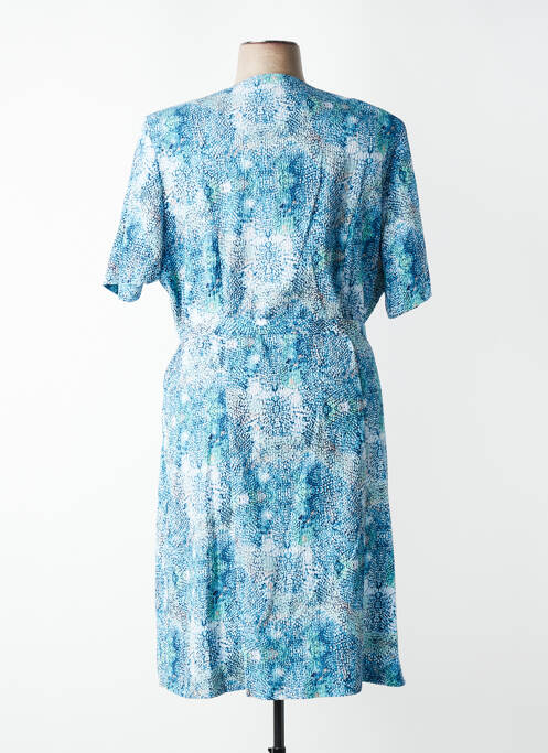 Rochie midi imprimeu fantezie mâneci scurte albastru GUY DUBOUIS femme