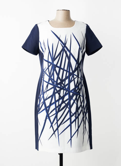 Rochie midi imprimeu fantezie mâneci scurte albastru GUY DUBOUIS femme