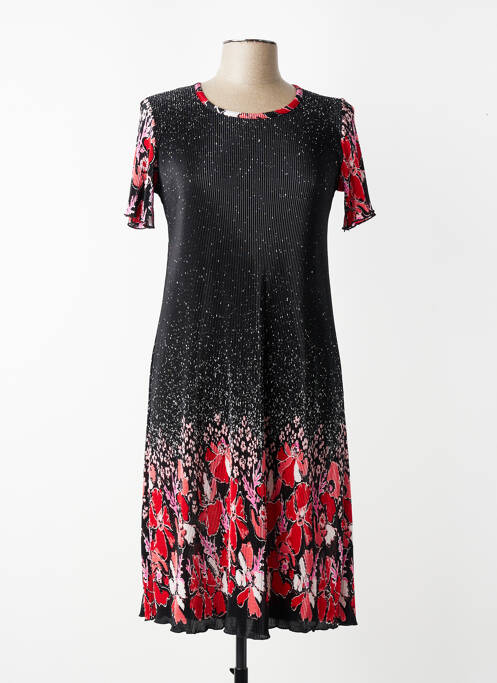 Rochie midi imprimeu fantezie mâneci scurte negru GEVANA femme
