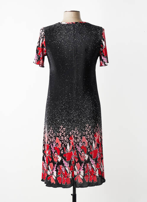 Rochie midi imprimeu fantezie mâneci scurte negru GEVANA femme