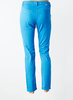 Pantalon chino țesătură poplin mărime normală albastru HAPPY femeie