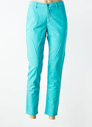 Pantalon chino țesătură poplin mărime normală albastru deschis HAPPY femeie