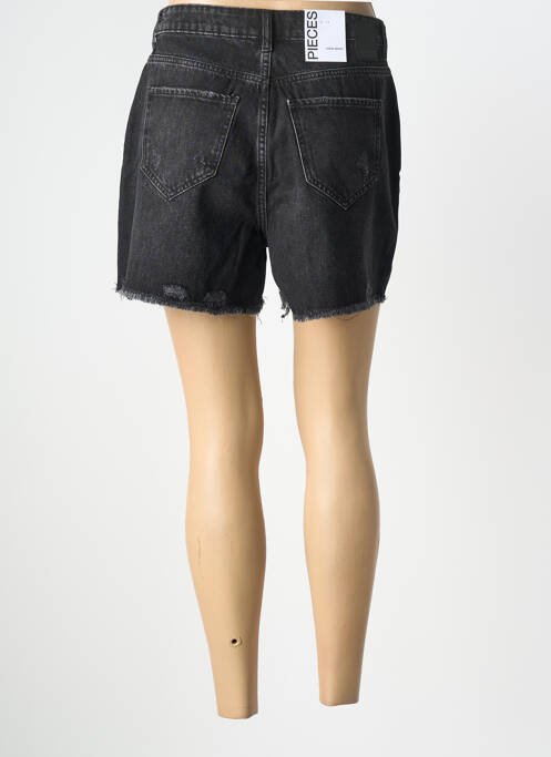Șort țesătură denim talie înaltă negru PIECES femme