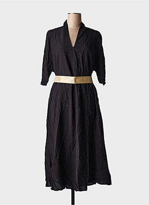 Rochie lungă croială cambrată mâneci 3/4 negru MOLLY BRACKEN femeie