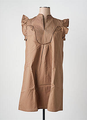 Rochie scurtă mâneci scurte mâneci scurte maro ONLY femeie