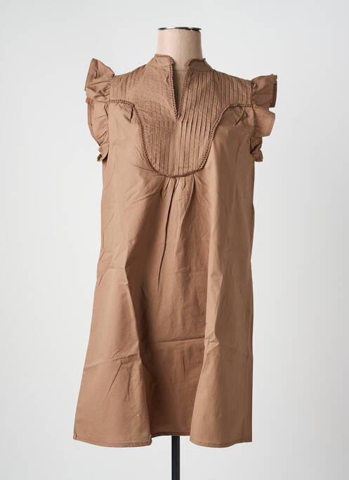 Rochie scurtă mâneci scurte mâneci scurte maro ONLY femme