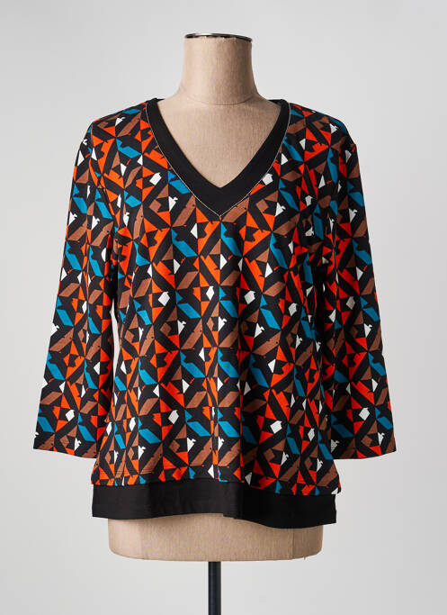 Tricou imprimeu fantezie mâneci 3/4 negru CHRISTINE LAURE femme