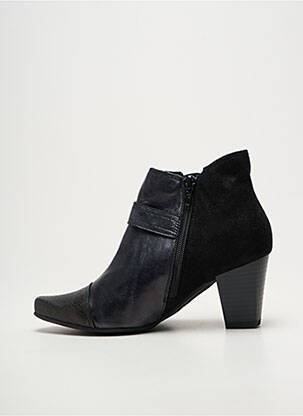 Botine/ghete țesătură satinată toc de 4 la 6 cm negru GEO-REINO femeie