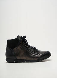 Botine/ghete țesătură satinată toc plat până la 3 cm negru FOLIE'S femme