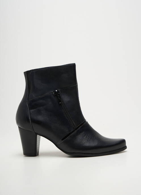 Botine/ghete țesătură satinată toc de 4 la 6 cm negru GEO-REINO femme