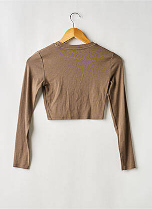 Top elasticitate mâneci lungi maro ZARA femeie
