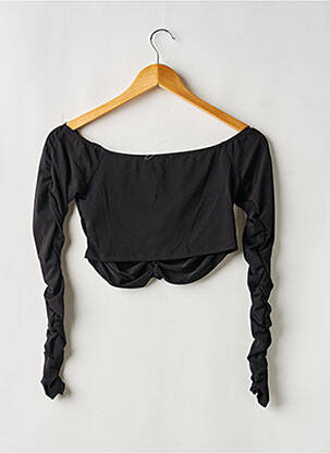 Top țesătură jersey mâneci lungi negru SANS MARQUE femeie