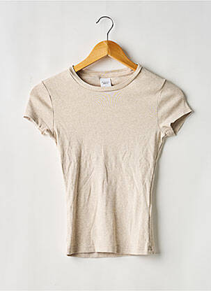 Tricou elasticitate mâneci scurte bej GINA TRICOT femeie