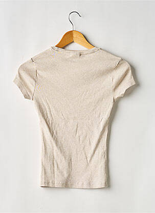 Tricou elasticitate mâneci scurte bej GINA TRICOT femeie
