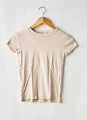 Tricou elasticitate mâneci scurte bej TOPSHOP femeie